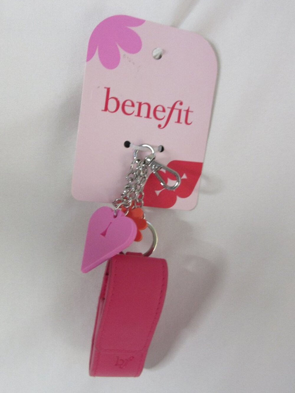 Benefit Cosmetics Bag Purse Charm Phone Keychain Lipstick Holder Pink Heart NWT